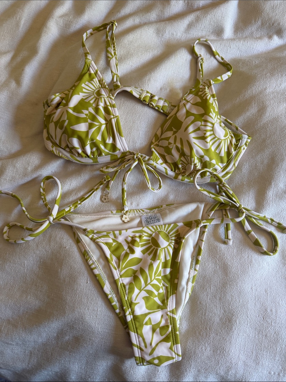 Wild fable Green and White Floral Bikini Set